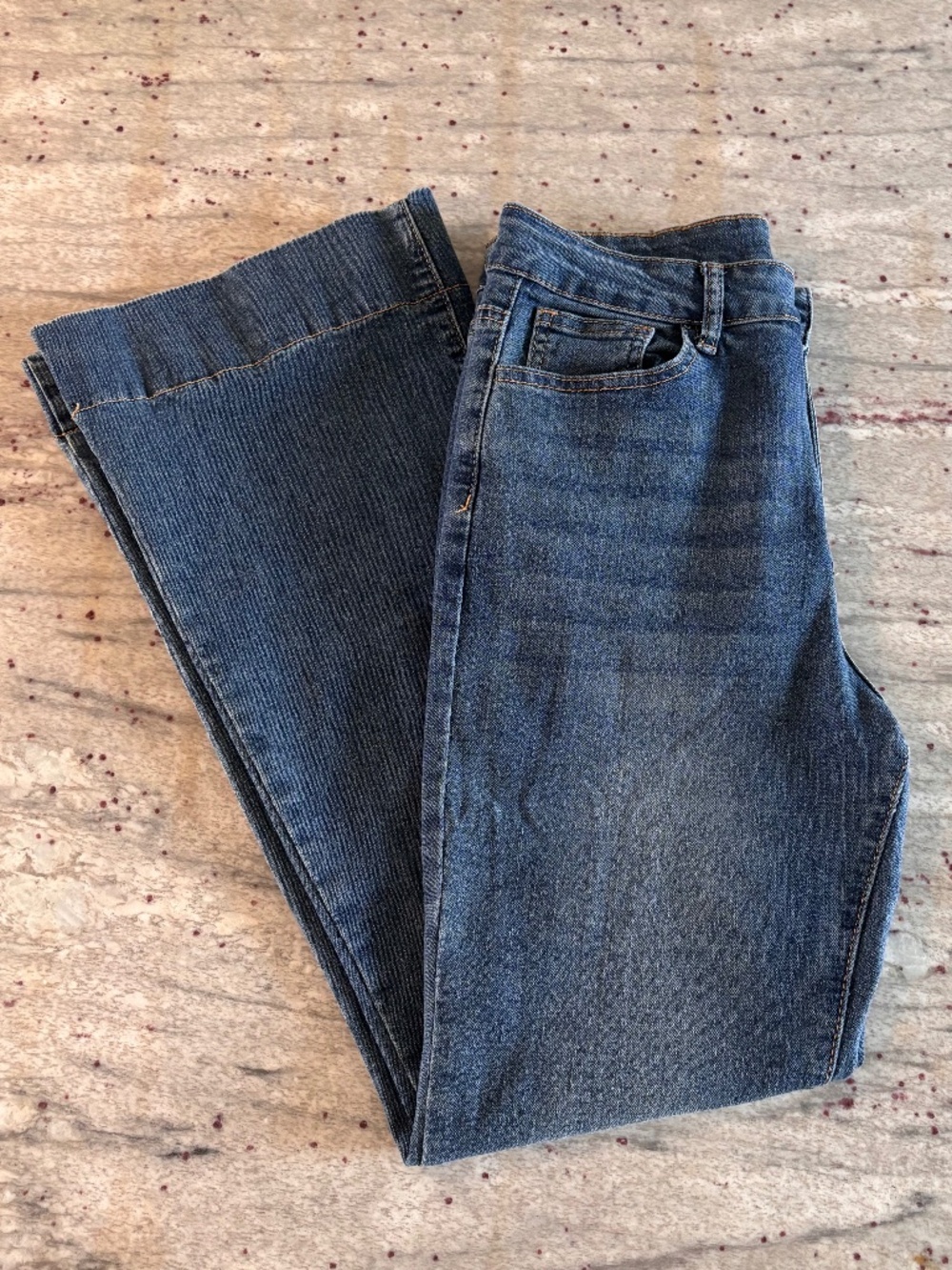 Dark Wash Womens Flare Jeans - High Waisted Stretch Dazy Size L